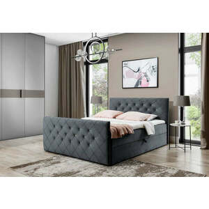MATRAGI kárpitozott boxspring ágy + fedőmatrac - grafit / 200x200 kép