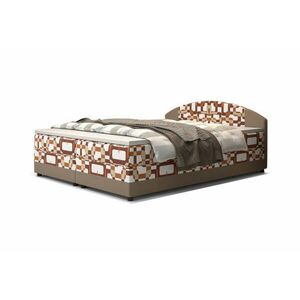 Kárpitozott boxspring ágy ORAN - narancs/krém / 140x200 kép