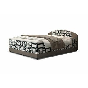 Kárpitozott boxspring ágy ORAN - szürke/bézs / 180x200 kép
