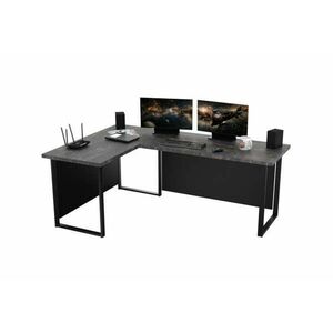 NAVI 2 sarok számítógépasztal - sötét beton / 1, 8 kép