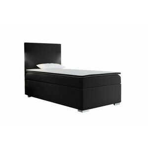 RENATA kárpitozott boxspring ágy + fedőmatrac - fekete / balos / 70x200 kép