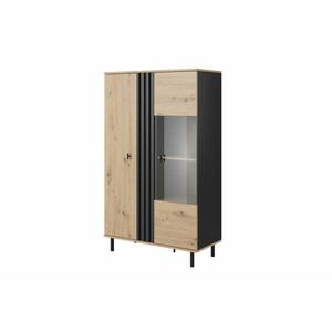 MERIN vitrines szekrény - dub artisan/antracit kép