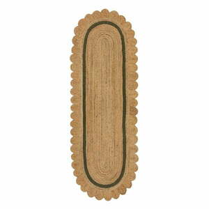 Sötétzöld-natúr színű kézi szövésű juta futószőnyeg 80x230 cm Grace Green – Flair Rugs kép