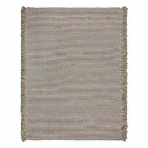 Szürke kézi szövésű gyapjúkeverék szőnyeg 200x290 cm Rene Fringed Ribbed – Flair Rugs kép
