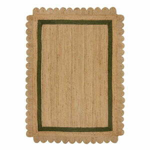 Sötétzöld-natúr színű kézi szövésű juta szőnyeg 200x290 cm Grace Green – Flair Rugs kép