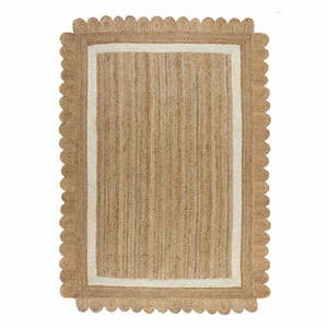 Natúr színű-elefántcsont színű kézi szövésű juta szőnyeg 200x290 cm Grace White – Flair Rugs kép