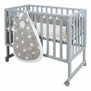 Szürke gurulós-ágy mellé helyezhető bölcső 90x45 cm Little Stars – Roba kép