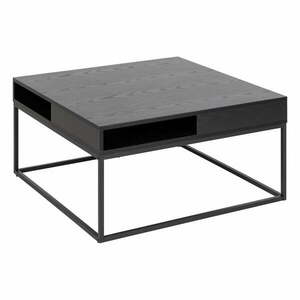 Fekete dohányzóasztal kőrisfa dekoros asztallappal 80x80 cm Willford – Actona kép