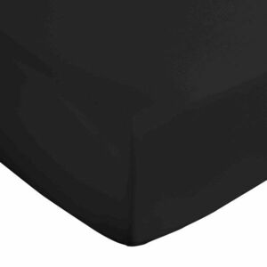 Fekete gumis pamut-szatén lepedő 135x190 cm Cotton Sateen – Bianca kép