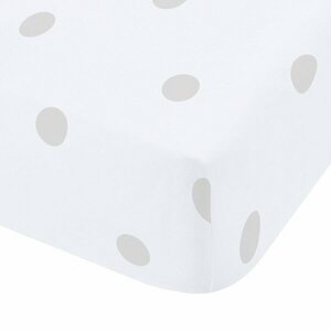 Fehér-szürke gumis flanel lepedő 150x200 cm Polka Dot – Catherine Lansfield kép