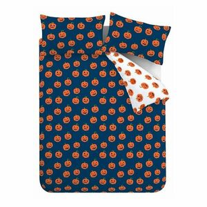 Kék-narancssárga kétszemélyes-hosszabbított ágyneműhuzat 230x220 cm Halloween Pumpkins – Catherine Lansfield kép