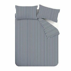 Sötétkék kétszemélyes flanel ágyneműhuzat 200x200 cm Stripe – Catherine Lansfield kép