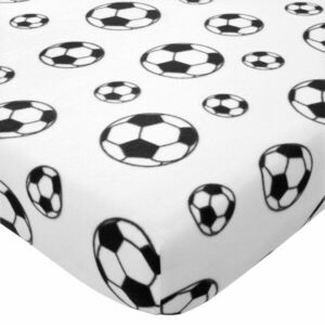 Fehér gumis egyszemélyes fleece gyerek lepedő 90x190 cm Football – Catherine Lansfield kép