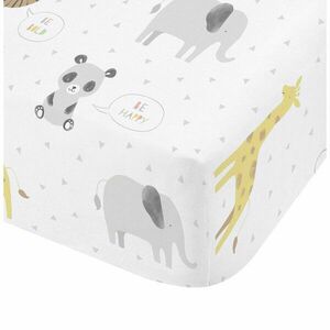 Fehér gumis gyerek lepedő babaágyhoz 70x140 cm Roarsome Animals – Catherine Lansfield kép
