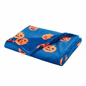 Kék-narancssárga mikroplüss takaró Halloween mintával 130x170 cm Halloween Pumpkins – Catherine Lansfield kép
