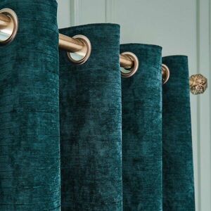 Kékeszöld zsenília termo függöny szett 2 db-os 229x229 cm Selene Luxury Chenille – Hyperion kép
