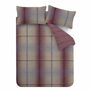 Sötét rózsaszín kétszemélyes-hosszabbított flanel ágyneműhuzat 230x220 cm Melrose Tweed Check – Catherine Lansfield kép