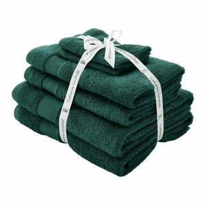 Sötétzöld frottír pamut törölköző és fürdőlepedő készlet 6 db-os Anti-Bacterial – Catherine Lansfield kép