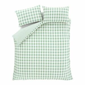 Zöld kétszemélyes-hosszabbított krepp ágyneműhuzat 230x220 cm Seersucker Gingham Check – Catherine Lansfield kép