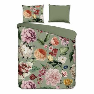 Zöld kétszemélyes-hosszabbított pamut-szatén ágyneműhuzat 200x220 cm Fiori – Descanso kép