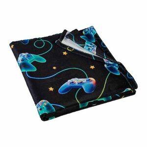 Fekete-kék mikroplüss gyerek takaró 130x170 cm Gamer – Catherine Lansfield kép