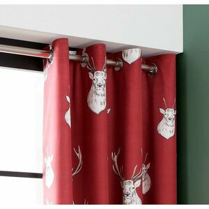 Piros függöny szett 2 db-os 168x183 cm Munro Stag Check – Catherine Lansfield kép