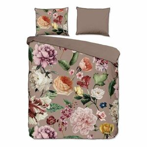 Szürke-barna kétszemélyes-hosszabbított pamut-szatén ágyneműhuzat 240x220 cm Fiori – Descanso kép