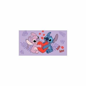 Lila pamut gyerek fürdőlepedő 70x140 cm Lilo and Stitch "Kiss" – Jerry Fabrics kép