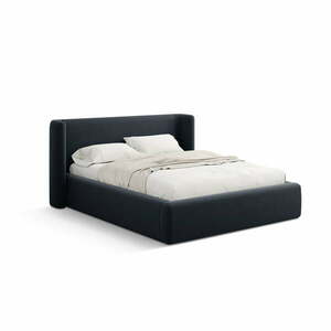 Sötétkék kárpitozott ágyneműtartós franciaágy ágyráccsal 200x200 cm Jason – Windsor & Co Sofas kép