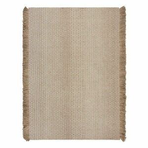 Bézs kézi szövésű gyapjúkeverék szőnyeg 120x170 cm Rene Fringed Ribbed – Flair Rugs kép