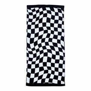 Fekete-fehér pamut strandtörölköző 76x160 cm Checkerboard – Catherine Lansfield kép