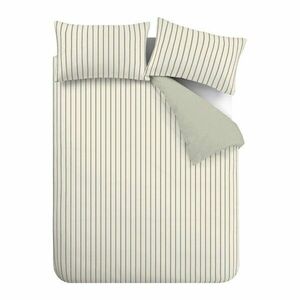 Zöld-krémszínű kétszemélyes pamut ágyneműhuzat 200x200 cm Hampton Stripe – Bianca kép