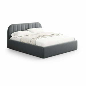 Szürke kárpitozott ágyneműtartós franciaágy ágyráccsal 200x200 cm Juno – Windsor & Co Sofas kép