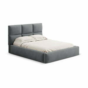 Szürke kárpitozott ágyneműtartós franciaágy ágyráccsal 180x200 cm Libera – Windsor & Co Sofas kép