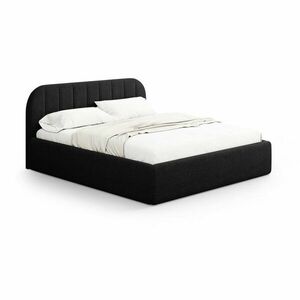 Fekete kárpitozott ágyneműtartós franciaágy ágyráccsal 200x200 cm Juno – Windsor & Co Sofas kép