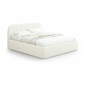Elefántcsont színű kárpitozott ágyneműtartós franciaágy ágyráccsal 200x200 cm Juno – Windsor & Co Sofas kép