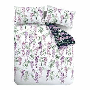 Fehér-lila kétszemélyes-hosszabbított ágyneműhuzat 230x220 cm Wisteria Floral – Catherine Lansfield kép