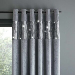 Szürke bársony függöny szett 2 db-os 168x137 cm Crushed Velvet Glamour Sequin – Catherine Lansfield kép