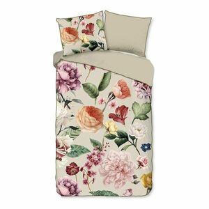 Bézs egyszemélyes-hosszabbított pamut-szatén ágyneműhuzat 140x220 cm Fiori – Descanso kép