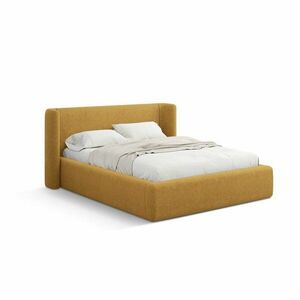 Mustársárga kárpitozott ágyneműtartós franciaágy ágyráccsal 160x200 cm Jason – Windsor & Co Sofas kép