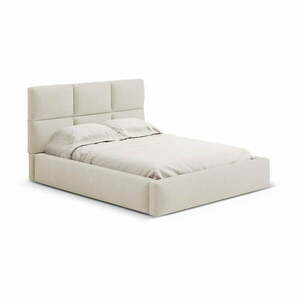 Bézs kárpitozott ágyneműtartós franciaágy ágyráccsal 200x200 cm Libera – Windsor & Co Sofas kép