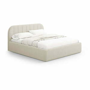 Krémszínű kárpitozott ágyneműtartós franciaágy ágyráccsal 140x200 cm Juno – Windsor & Co Sofas kép