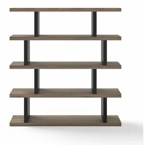Fekete-barna könyvespolc diófa dekorral 163x172 cm Step – TemaHome kép