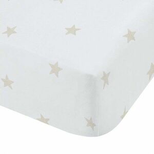 Fehér-bézs gumis kétszemélyes pamut gyerek lepedő 135x190 cm Mini Star & Stripes – Bianca kép