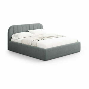 Sötétszürke kárpitozott ágyneműtartós franciaágy ágyráccsal 160x200 cm Juno – Windsor & Co Sofas kép