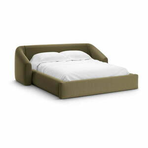 Zöld kárpitozott ágyneműtartós franciaágy ágyráccsal 200x200 cm Campi – Cosmopolitan Design kép