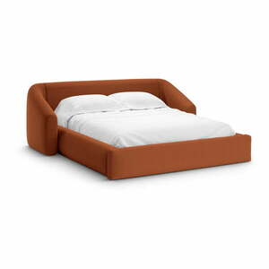 Téglavörös kárpitozott ágyneműtartós franciaágy ágyráccsal 200x200 cm Campi – Cosmopolitan Design kép
