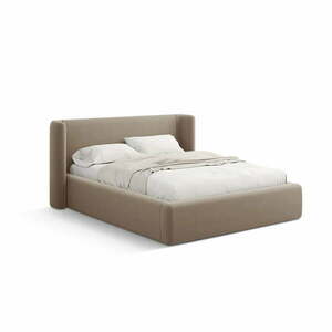 Világosbarna kárpitozott ágyneműtartós franciaágy ágyráccsal 140x200 cm Jason – Windsor & Co Sofas kép