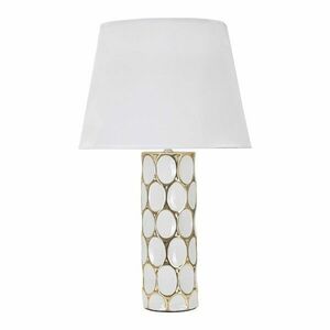 Fehér-aranyszínű kerámia asztali lámpa textil búrával (magasság 56 cm) Glam Carv – Mauro Ferretti kép