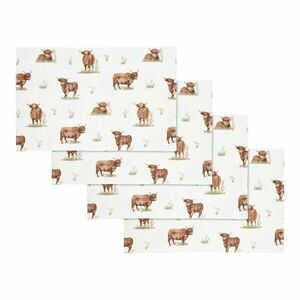 Pamut tányéralátét szett 4 db-os 30x46 cm Angus Highland Cow – Catherine Lansfield kép